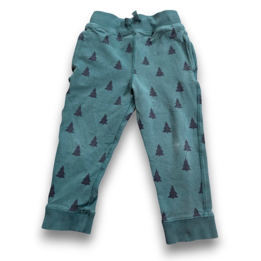 Hanna Andersson Green Pine Tree Joggers Sweat Lounge Pants Kids Boys 90 US 3T